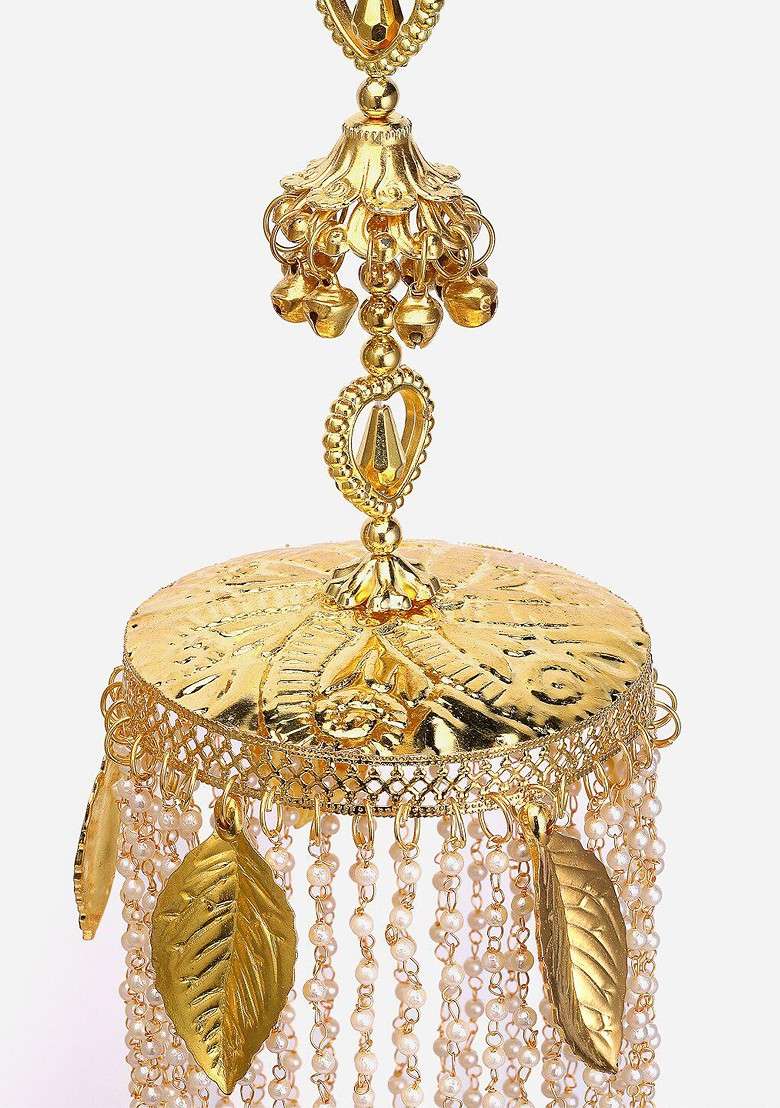 Set Of 2 Gold Plated Pearl Beaded Bridal Kaleera - Indya