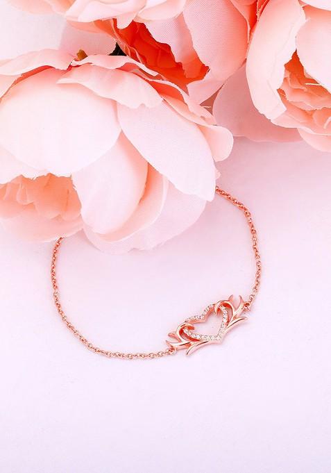 Indya X Giva 925 Silver Rose Gold Intertwined In Love Bracelet