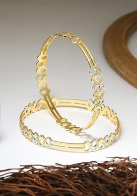 Set Of 2 24 CT Gold Plated Stone Studded Bangles