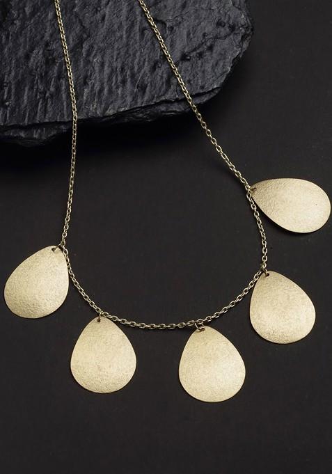 Gold Toned Oval Shaped Handcrafted Necklace