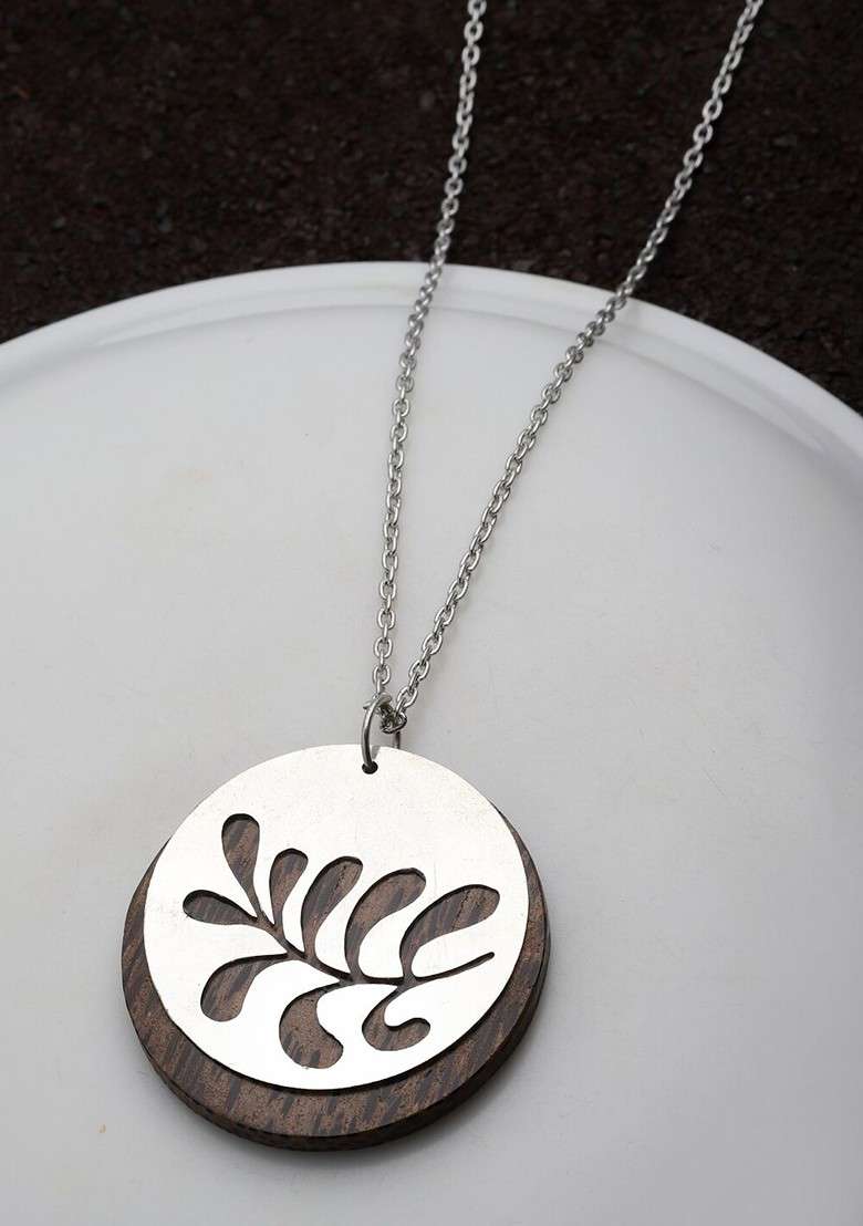 Silver Toned Circular Shaped Handcrafted Necklace - Indya