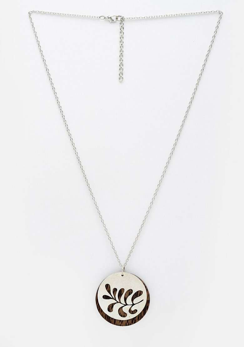 Silver Toned Circular Shaped Handcrafted Necklace - Indya