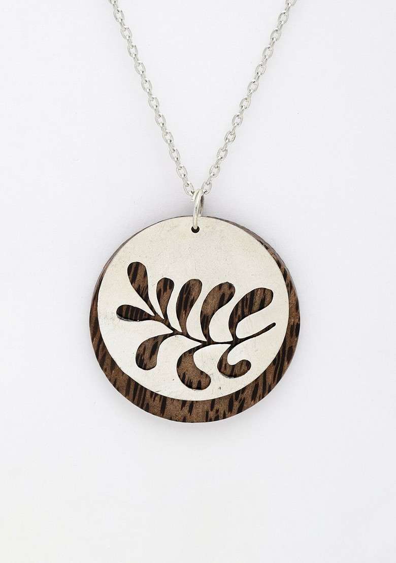 Silver Toned Circular Shaped Handcrafted Necklace - Indya