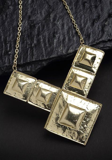 Gold Toned Square Shaped Necklace