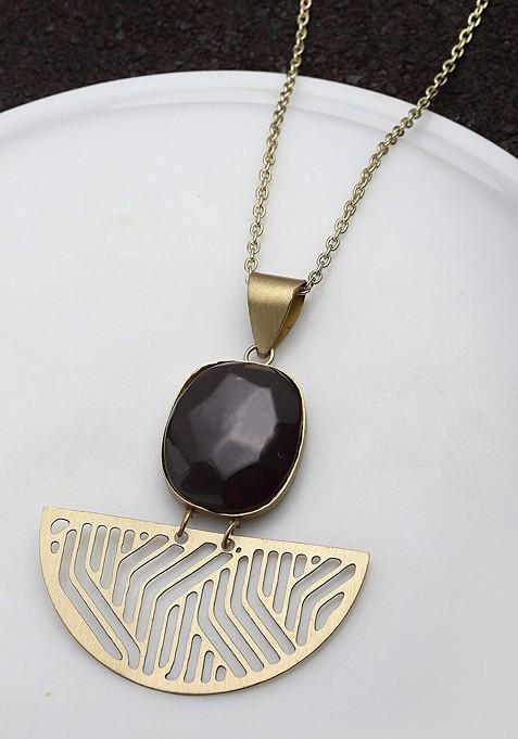 Gold Plated Stone Studded Pendant Chain