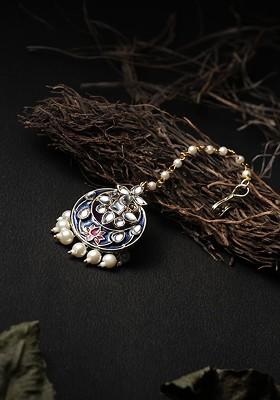 24 CT Gold Plated Stone Studded Enamelled Maang Tikka