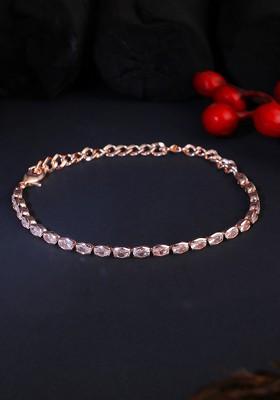 Women Rose Gold Plated Link Bracelet