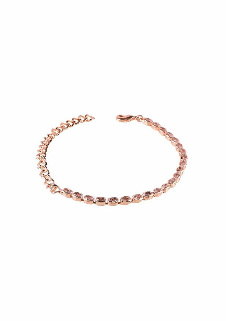 Women Rose Gold Plated Link Bracelet