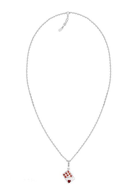 Indya X Giva 925 Sterling Silver Rhodium Plated Cz Studded Chocolaty Love Pendant With Chain