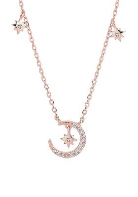 Women 925 Sterling Silver Rose Gold Plated Pendant With Chain