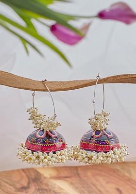 Gold Plated Contemporary Pearl Beaded Jhumkas Earrings