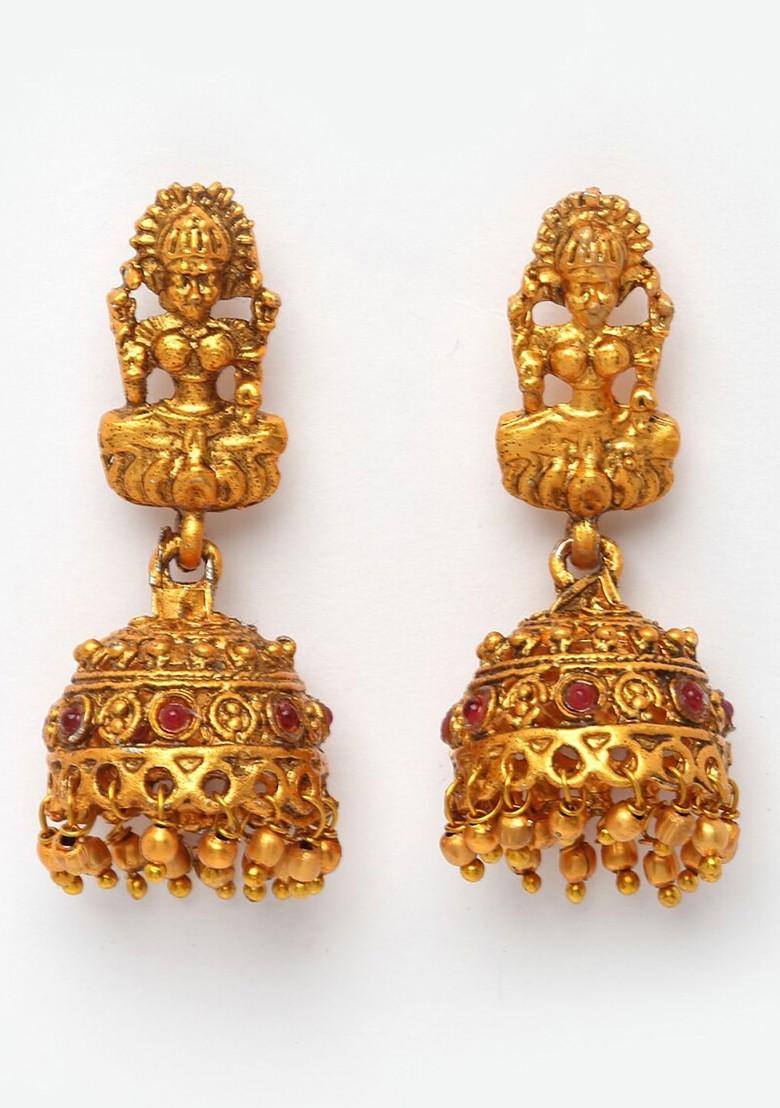 Women Gold Plated Stone Studded And Beaded Necklace and Earrings