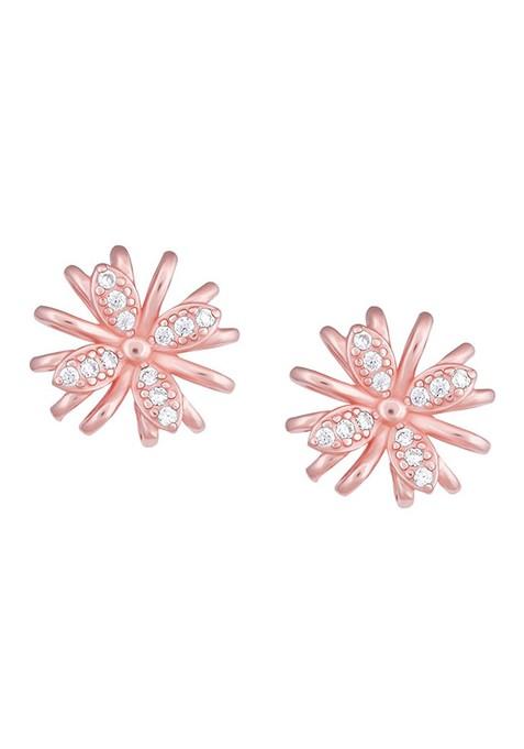 Indya X Giva Rose Gold Plated Sterling Silver Floral Studs Earrings