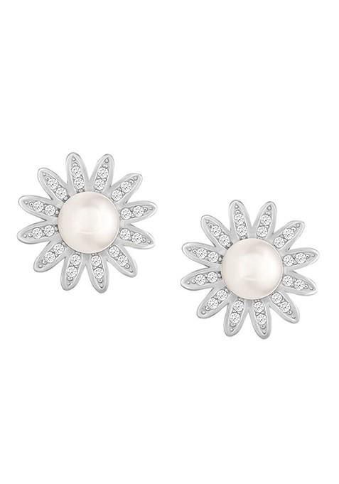 Indya X Giva Rhodium Plated 925 Sterling Silver Zircon Studded Studs Earrings