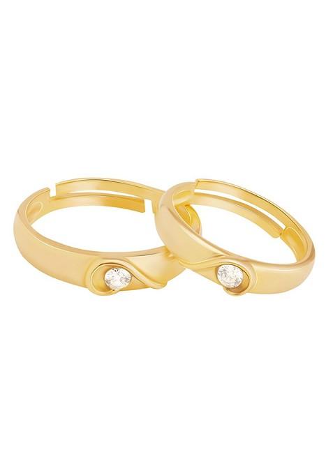 Indya X Giva Set Of 2 Gold Plated Cz Studded Couple Finger Ring