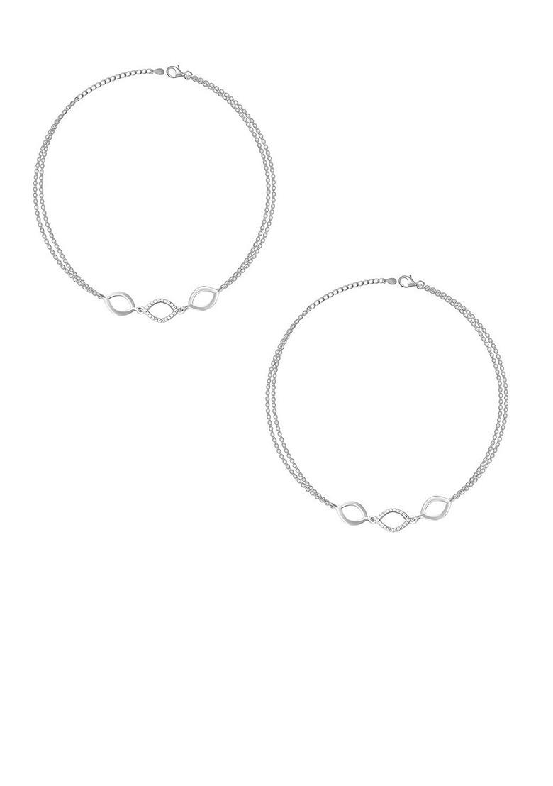 Indya X Giva 925 Sterling Silver Rhodium Plated Stone Studded Anklet