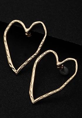Gold Plated Heart Shaped Drop Earrings
