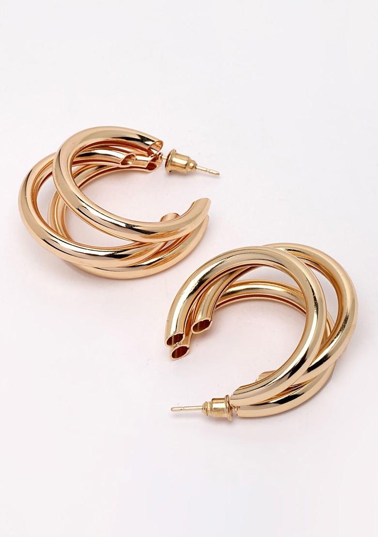 Gold Plated Classic Half Hoop Earrings - Indya