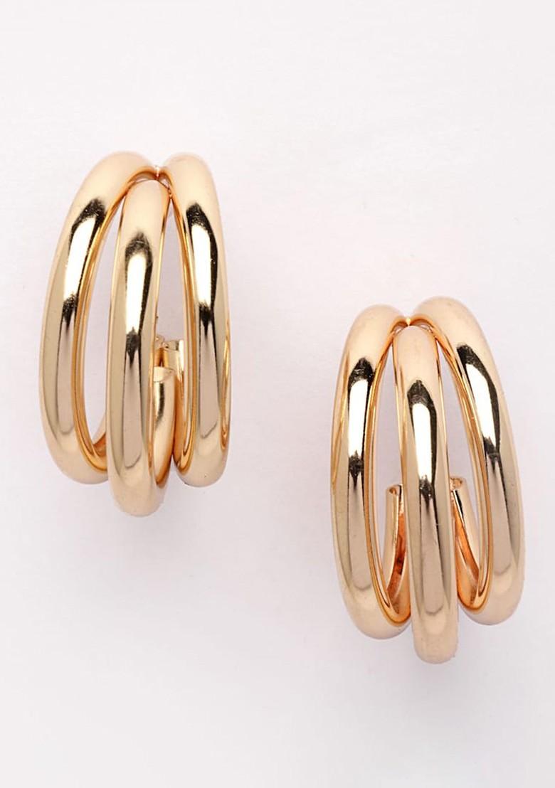 Gold Plated Classic Half Hoop Earrings - Indya