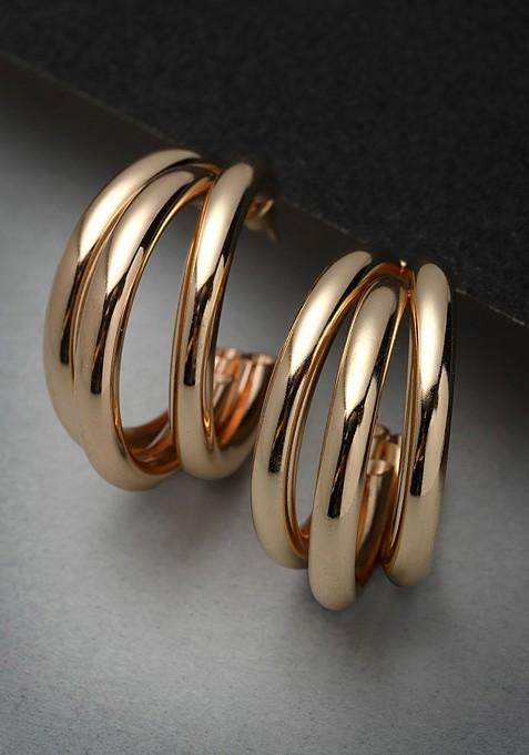 Gold Plated Classic Half Hoop Earrings