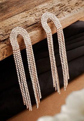 Rose Gold Plated Contemporary Drop Earrings