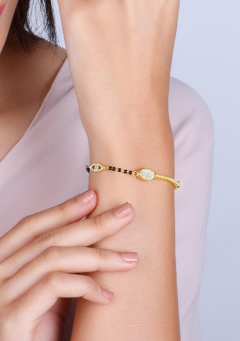 Indya X Giva Sterling Silver Cubic Zirconia Gold Plated Link Bracelet