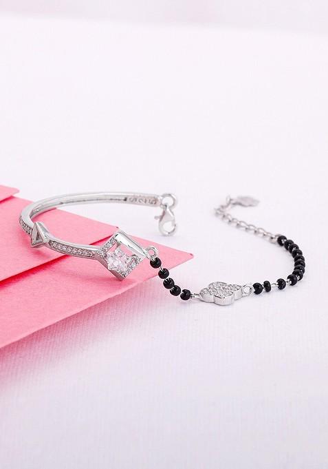 Indya X Giva 925 Sterling Silver Rhodium Plated Cubic Zirconia Link Bracelet