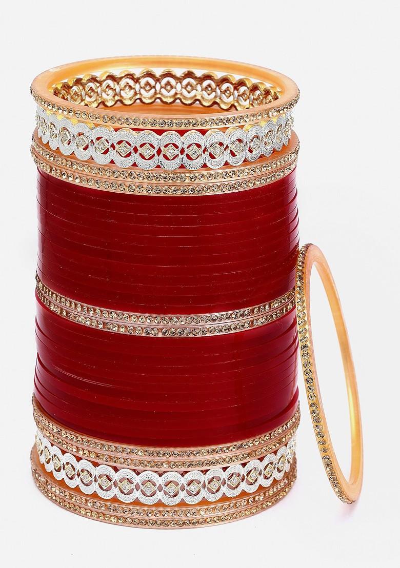 Set Of 72 Gold Plated And AD Studded Wedding Chuda Bangle