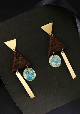 Gold Plated Geometric Shaped Drop Earrings