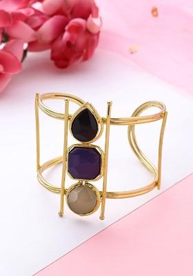 Gold Plated Stone Studded Cuff Bracelet