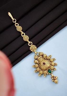 Gold Plated Stone Studded Maang Tikka