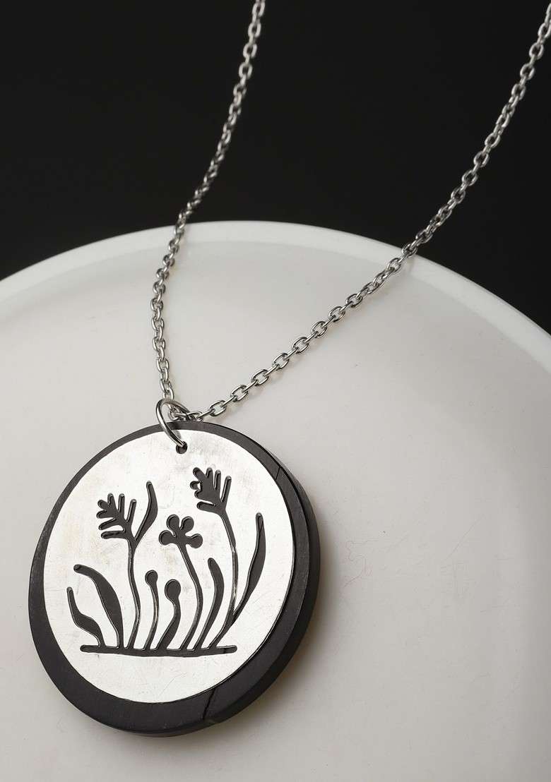 Silver Plated Circular Shaped Pendant - Indya