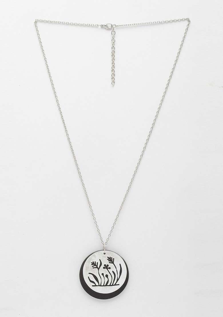 Silver Plated Circular Shaped Pendant - Indya