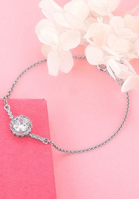 Indya X Giva 925 Sterling Silver Cubic Zirconia Link Bracelet