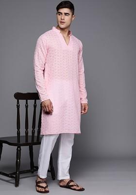 Ethnic Motifs Embroidered Regular Chikankari Kurta With Trousers