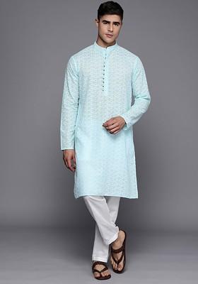 Ethnic Motifs Embroidered Regular Chikankari Kurta With Trousers