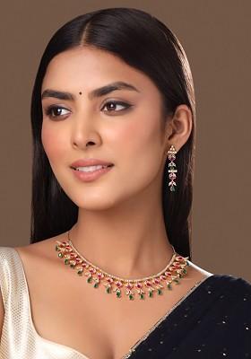 Gold Plated American Diamond Studded Jewellery Set