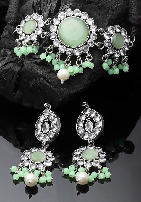 Silver Plated Stone Studded Jewellery Set