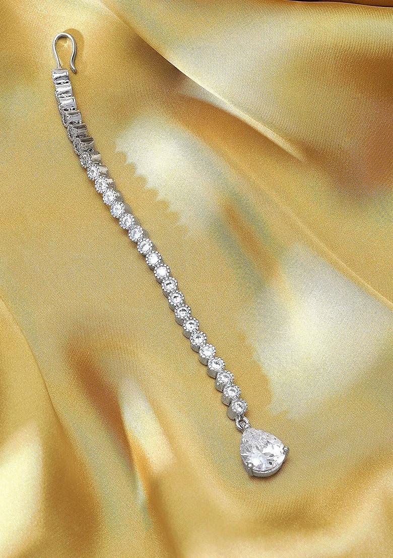 Buy Women Rhodium Plated Cubic Zirconia Studded And Ad Drop