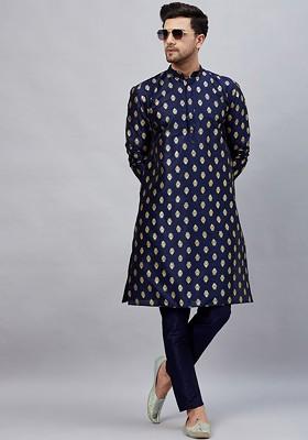 Ethnic Motifs Printed Mandarin Collar Regular Kurta With Trousers