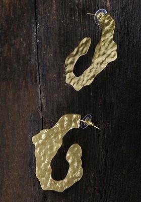 Gold Plated Contemporary Half Hoop Earrings