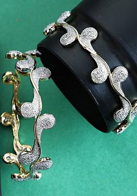 Set Of 2 Gold Plated AD Studded Bangles