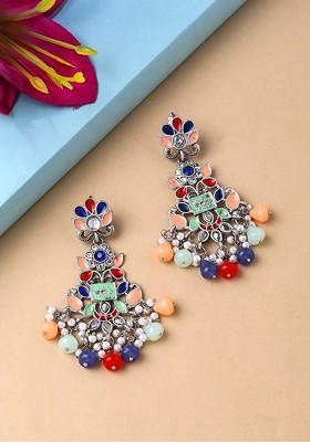 Silver Plated Contemporary Drop Earrings