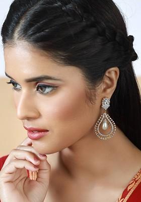 Gold Plated Teardrop Shaped Drop Earrings