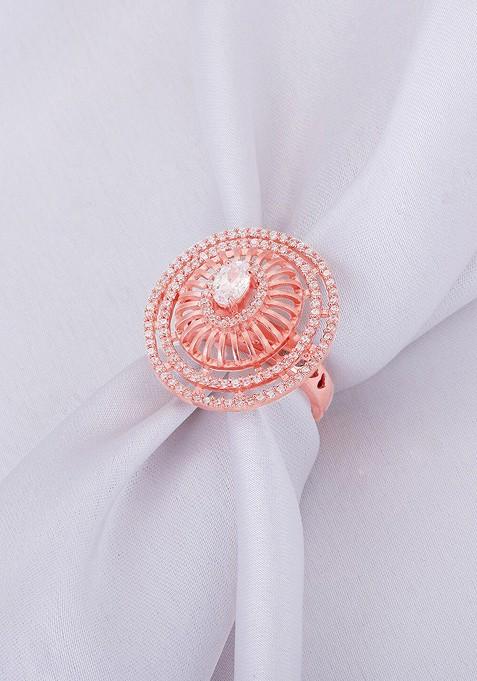 Indya X Giva 925 Sterling Silver Rose Gold Plated Lovesome Adjustable Finger Ring