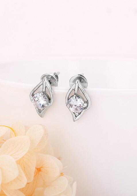 Indya X Giva 925 Sterling Silver Rhodium Plated Contemporary Studs Earrings