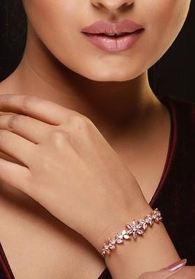 Women Rose Gold-Plated American Diamond Link Bracelet