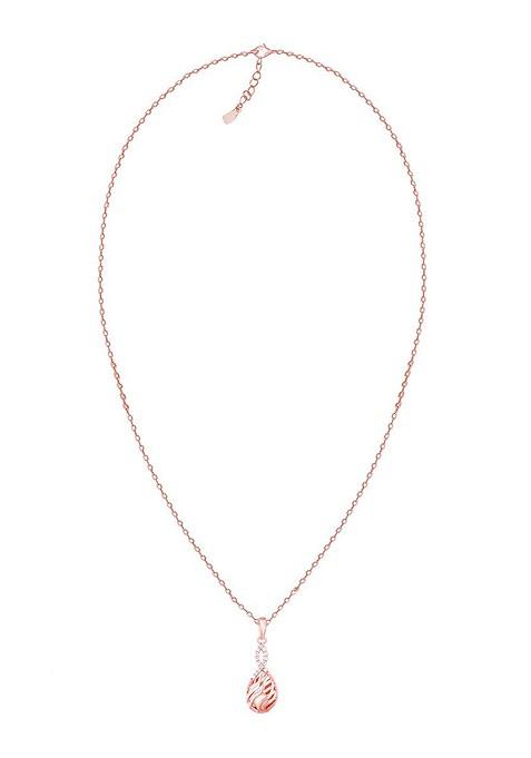 Indya X Giva 925 Sterling Silver Rose Gold Plated Stone Studded Pendant With Chain