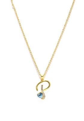 Crystals From Swarovski Collection 22K Gold Plated And Blue Pendant With Chain