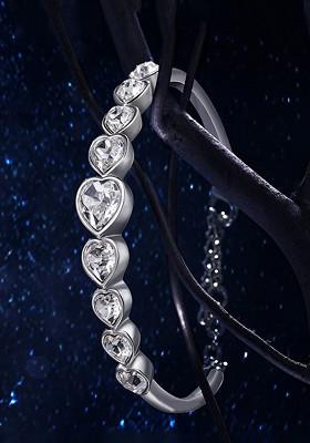 Crystals From Swarovski Collection Silver Toned Metal Rhodium Plated Charm Bracelet